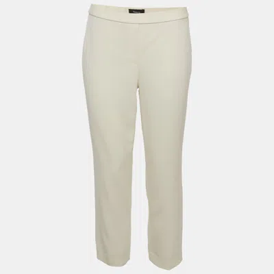 Pre-owned Theory Cream Textured Crepe Regular Fit Trouser Xs In White
