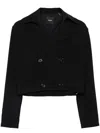 Theory Crop Double Breasted Jacket Black In Black