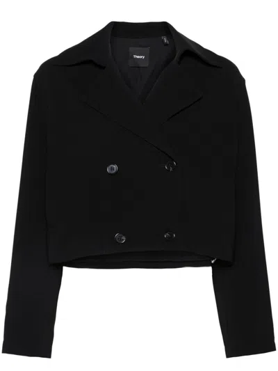 Theory Crop Double Breasted Jacket Black
