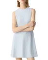 Theory Crepe Flared Mini Dress In Pearl Blue