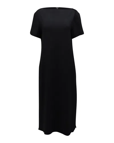 Theory Crepe Midi Shift Dress In Black Acetate