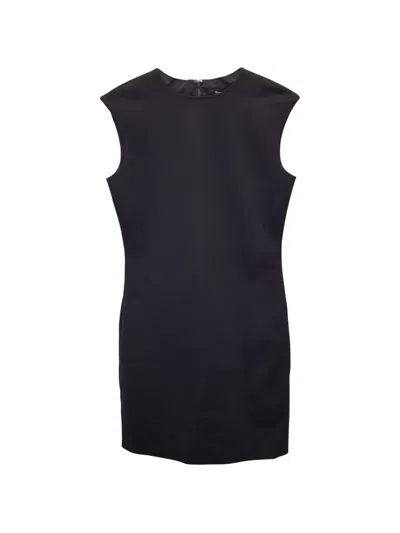 Pre-owned Theory Crepe Round-neck Dress In Black