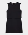 Theory Crepe Sculpted Layer Mini Dress In Black