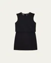 Theory Crepe Sculpted Layer Mini Dress In Black