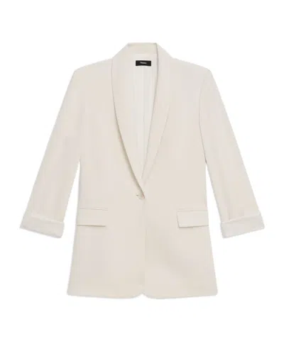 Theory Crepe Single-breasted Blazer In White