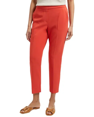 Theory Burnt Orange Textured Crepe Straight Leg Pants In Red