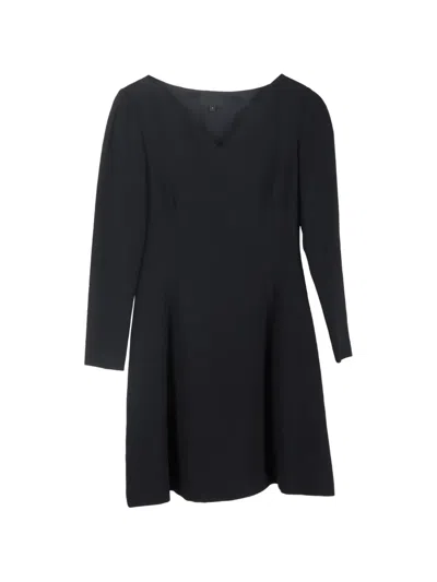 Pre-owned Theory Crepe V-neck Mini Dress In Black
