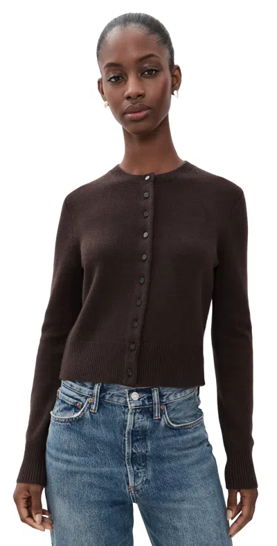 Theory Crew Neck Button Down Cardigan Cacao