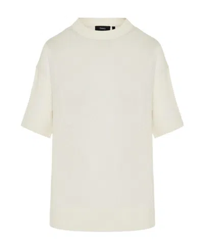 Theory Crew-neck Cashmere T-shirt In White