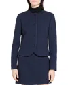 Theory Crew Neck Clean Wool-blend Jacket In Blue