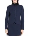 Theory Crew Neck Clean Wool-blend Jacket In Blue
