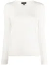 Theory Timeless White Cashmere Crew Neck Sweater In White