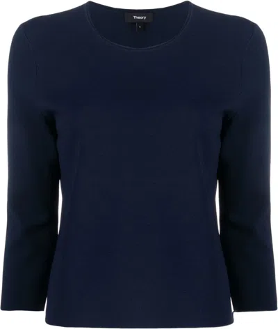 Theory Crew Neck Jumper In Blue