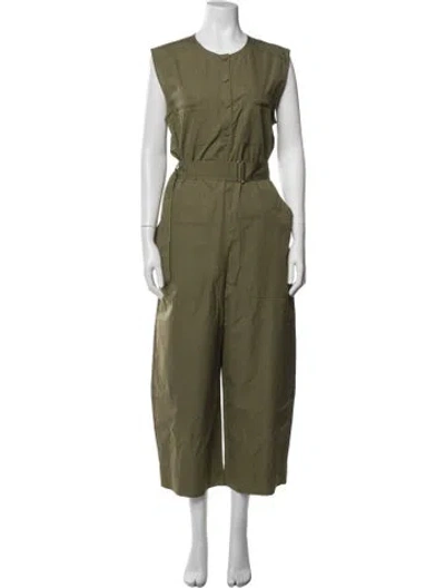 Pre-owned Theory Crew Neck Jumpsuit In Green