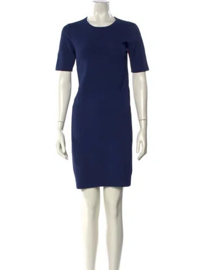 Pre-owned Theory Crew Neck Knee-length Dress In Blue