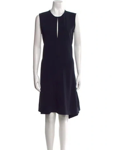 Pre-owned Theory Crew Neck Knee-length Dress In Blue