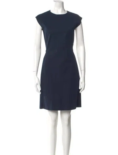 Pre-owned Theory Crew Neck Knee-length Dress In Blue