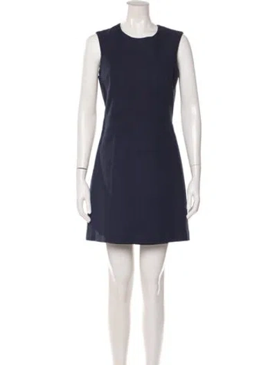 Pre-owned Theory Crew Neck Knee-length Dress In Blue