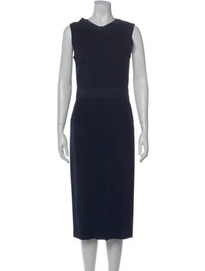 Pre-owned Theory Crew Neck Knee-length Dress In Blue