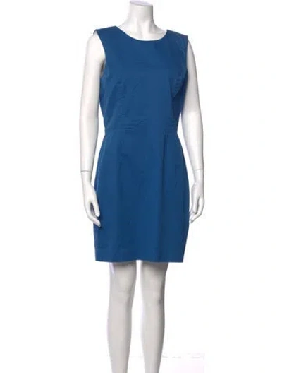 Pre-owned Theory Crew Neck Knee-length Dress In Blue