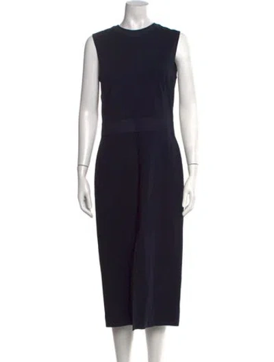 Pre-owned Theory Crew Neck Knee-length Dress In Blue