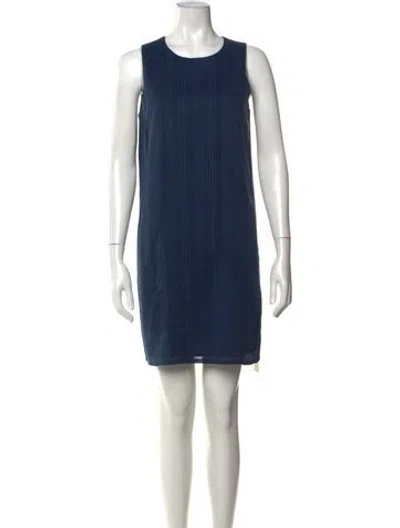 Pre-owned Theory Crew Neck Knee-length Dress In Blue