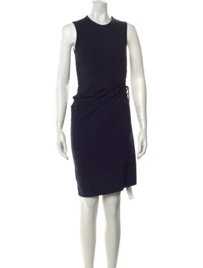 Pre-owned Theory Crew Neck Knee-length Dress In Blue