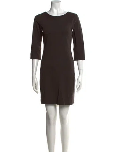 Pre-owned Theory Crew Neck Knee-length Dress In Brown