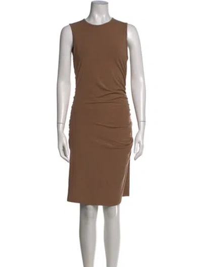 Pre-owned Theory Crew Neck Knee-length Dress In Brown