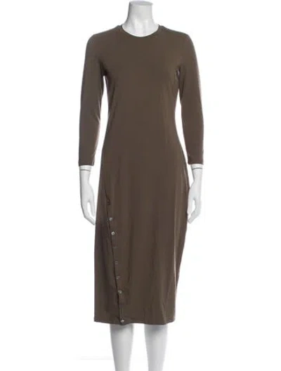 Pre-owned Theory Crew Neck Knee-length Dress In Brown