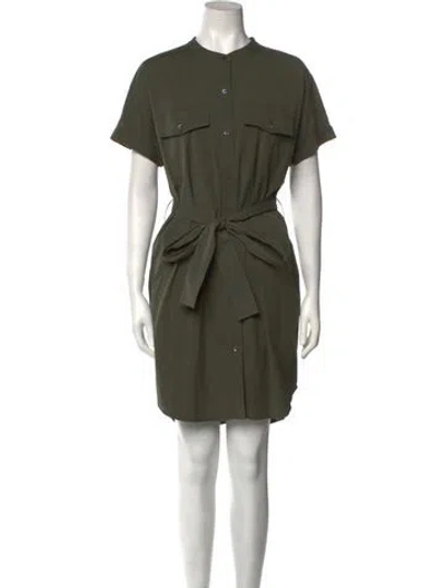 Pre-owned Theory Crew Neck Knee-length Dress In Green