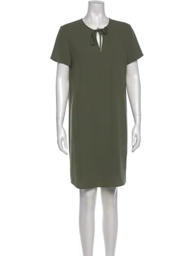 Pre-owned Theory Crew Neck Knee-length Dress In Green