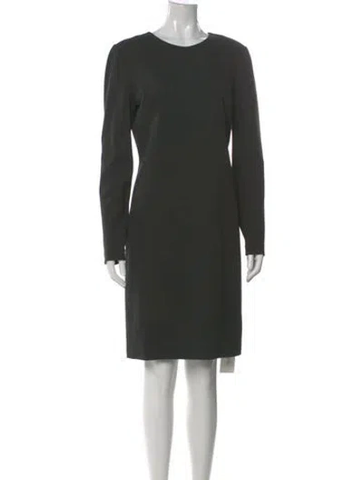 Pre-owned Theory Crew Neck Knee-length Dress In Green