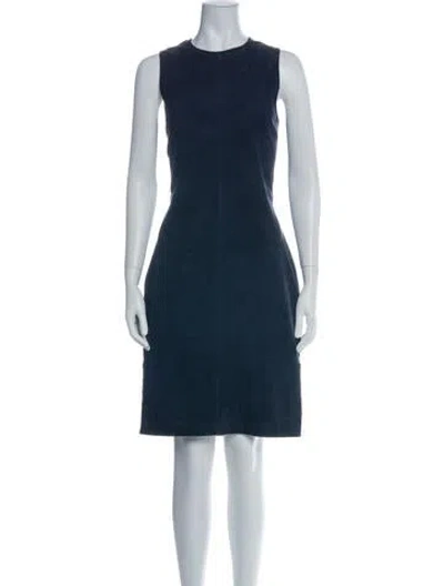 Pre-owned Theory Crew Neck Knee-length Dress In Green