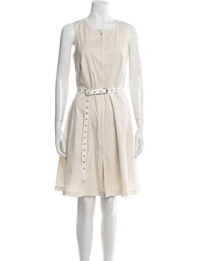 Pre-owned Theory Crew Neck Knee-length Dress In Neutral