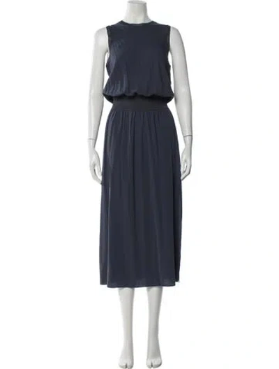 Pre-owned Theory Crew Neck Long Dress In Blue