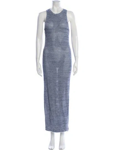 Pre-owned Theory Crew Neck Long Dress In Blue