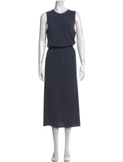 Pre-owned Theory Crew Neck Long Dress In Blue