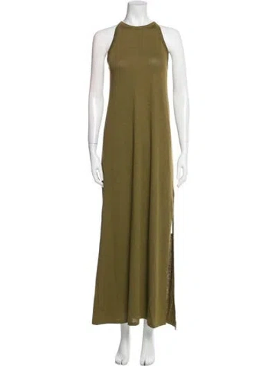 Pre-owned Theory Crew Neck Long Dress In Green