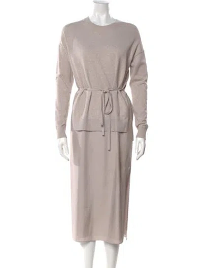 Pre-owned Theory Crew Neck Long Dress In Neutral