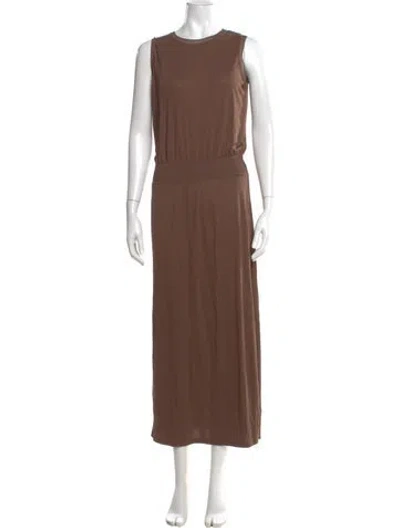 Pre-owned Theory Crew Neck Long Dress W/ Tags In Brown