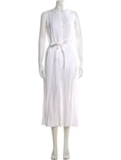 Pre-owned Theory Crew Neck Long Dress In White