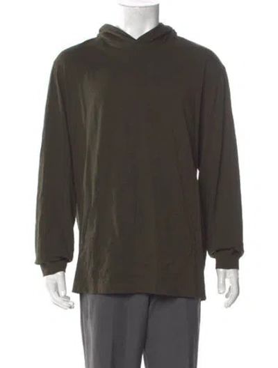 Pre-owned Theory Crew Neck Long Sleeve Hoodie In Green