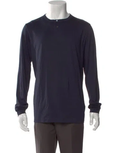 Pre-owned Theory Crew Neck Long Sleeve Polo Sweater In Blue
