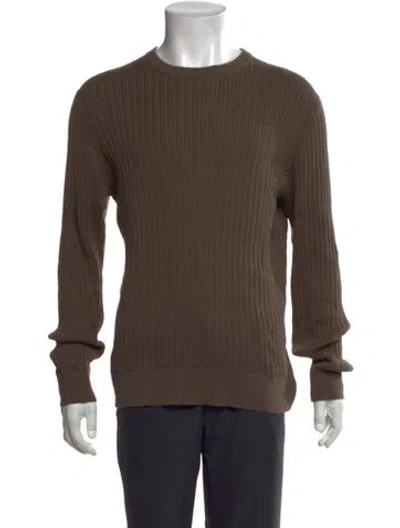Pre-owned Theory Crew Neck Long Sleeve Pullover In Brown