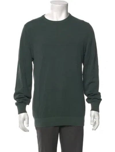 Pre-owned Theory Crew Neck Long Sleeve Pullover In Green