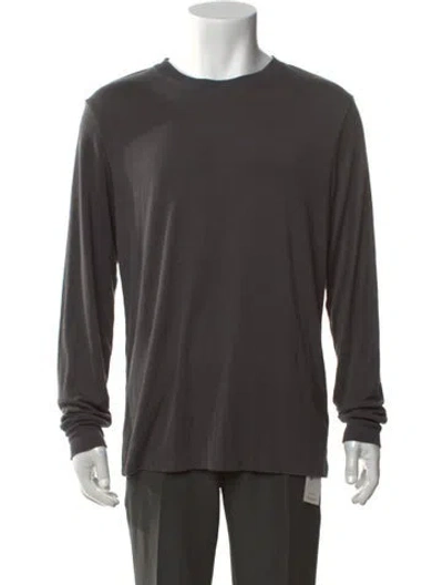 Pre-owned Theory Crew Neck Long Sleeve Pullover In Green
