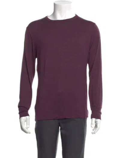 Pre-owned Theory Crew Neck Long Sleeve Pullover In Purple