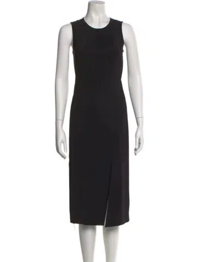 Pre-owned Theory Crew Neck Midi Length Dress In Black