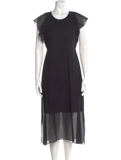 Pre-owned Theory Crew Neck Midi Length Dress In Black